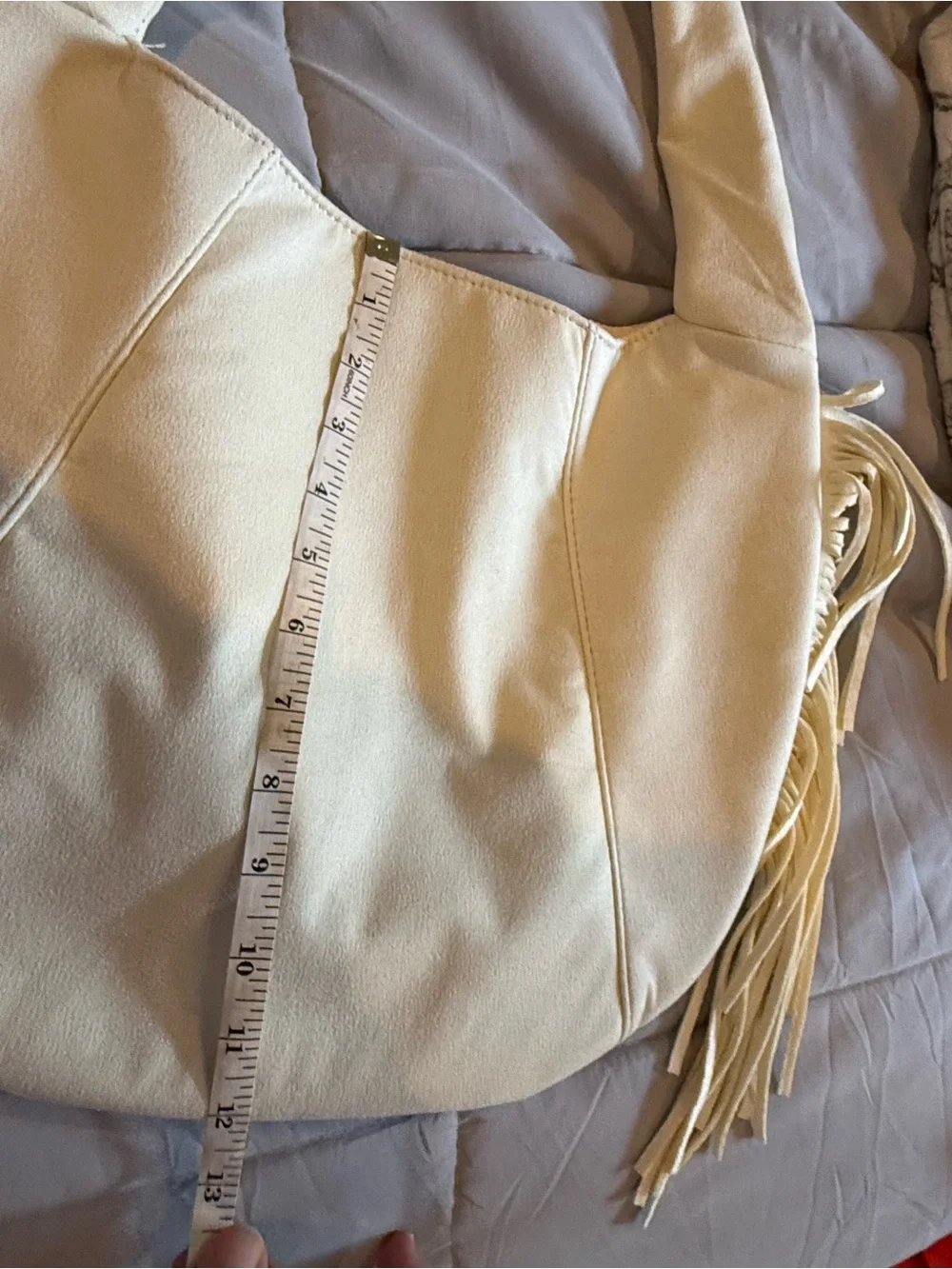 Francesca’s Cream Fringe Faux Suede Shoulder Bag -NWOT